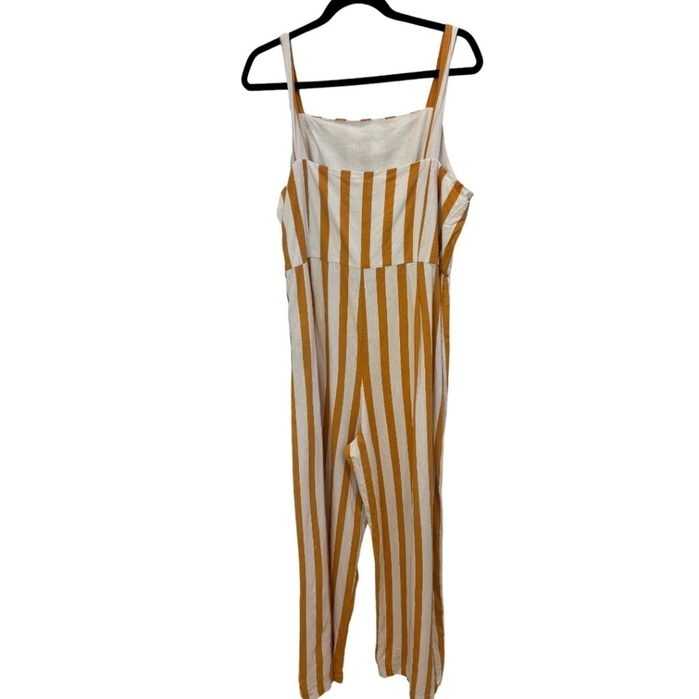 C&C California Wide Leg Sleeveless Gold Stripe Linen Blend Jumpsuit Size Large - Picture 4 of 4